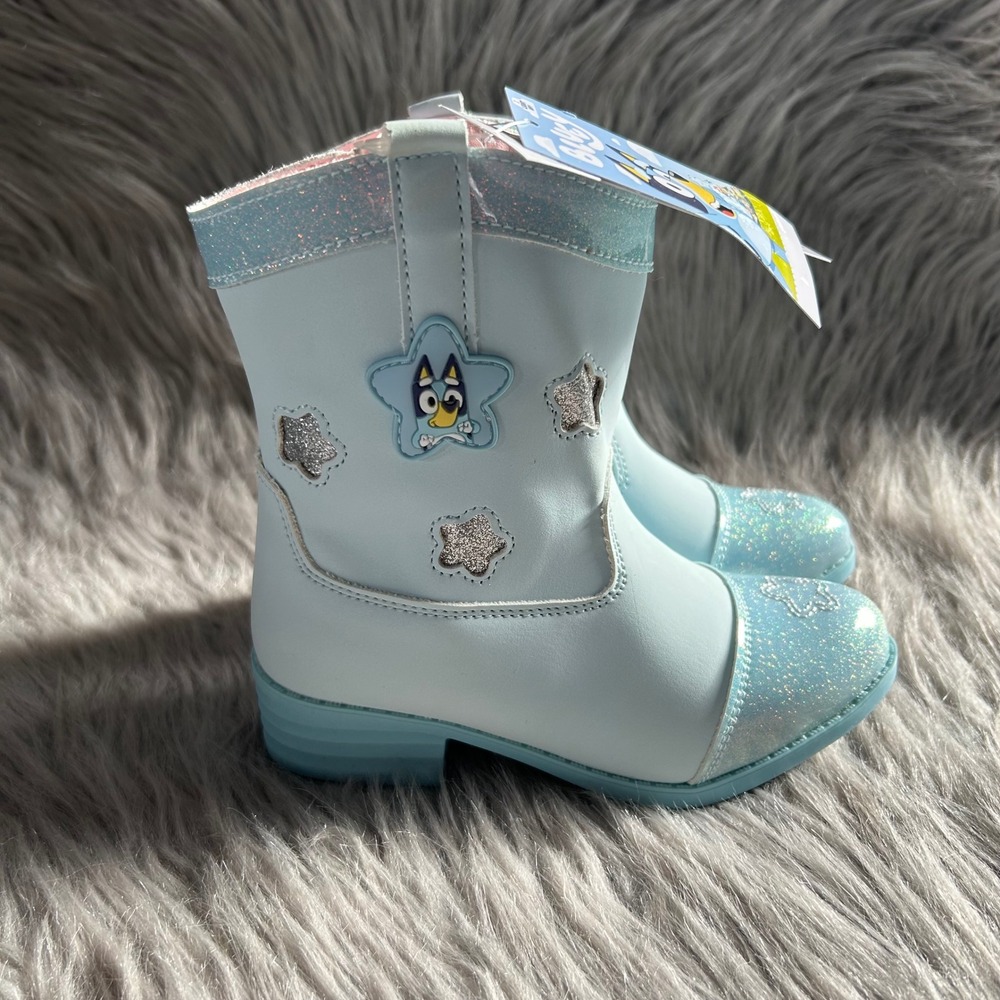 Ground Up Bluey Cowgirl Toddler Girl Size 9 Blue Light Up Shoes Side Zip Pull On
